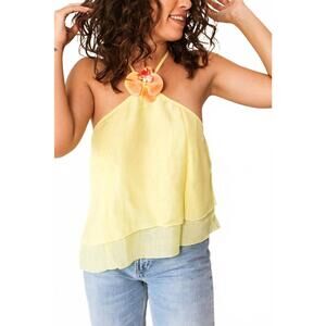 NEW PRETTY GARBAGE orchid detail top in lt yellow
